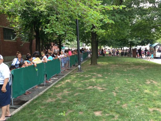 The line outside McCarren Park Pool, one day after opening. (Photo: Natalie Rinn) 