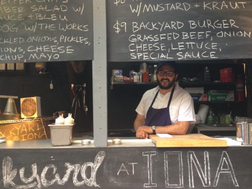 Nick Suarez and his backyard stand at Iona 