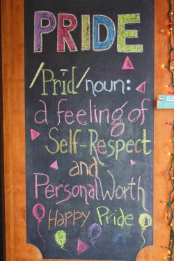 Chalkboard outside Exit 9