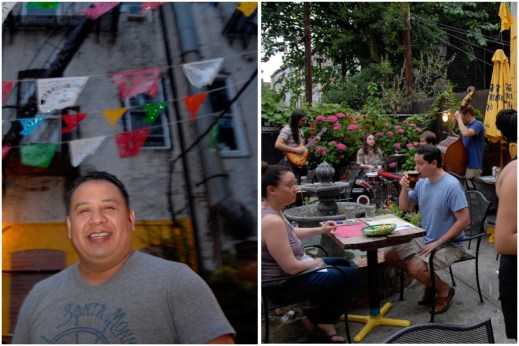 L: Jose Hernandez. R: Jazz night at his restaurant, Mesa Azteca. (Photos: Joshua Kristal)