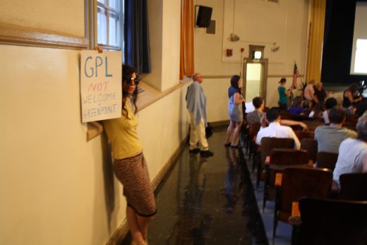 Greenpoint resident Jennifer Charles protests (Photo: Natalie Rinn)