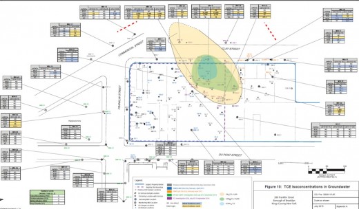 A toxic plume (TCE in the groundwater) under the NuHart building (Photo screenshot via NAG)