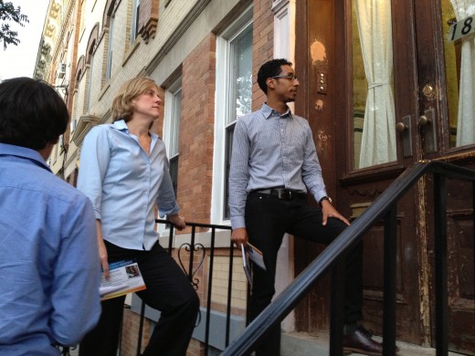 Reynoso and Melinda Katz in Ridgewood. (Photo: Nicole Paluska)