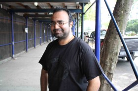 Ashok Bhalla, unaffiliated (non)voter, outside Williamsburg Charter School. (Photo: Natalie Rinn) 