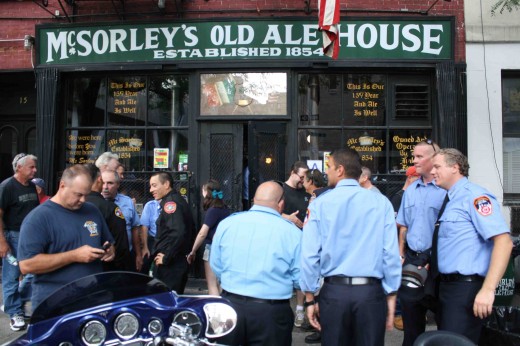 New York City firefighters outside McSorley