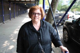 Peg Bryant, progressively-minded, outside Williamsburg Charter School. (Photo: Natalie Rinn) 