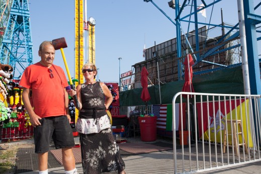 Jeff Fish and Monica Ghee in front of the Hi-Striker. (Photo: Jessica)