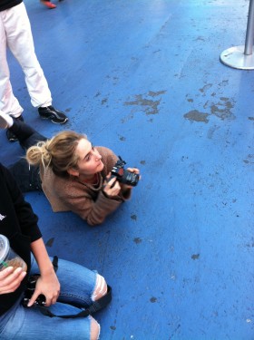 Bri shooting on the street in Times Square. (Photo: Kristy Ann Muniz)