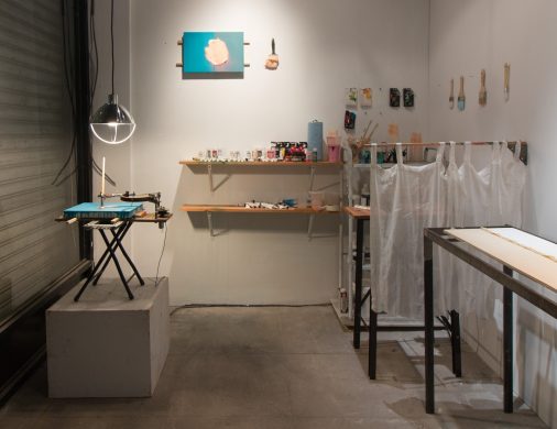 Jinsu Han The Action Paintings (Oct 14–Dec 11, 2016) 2016 Motor, Brush, Canvas, Paint, Wood Site-specific Installation